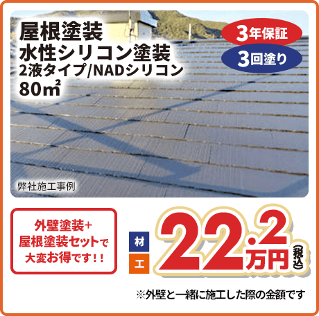屋根塗装 水性シリコン塗装 2液タイプ/NADシリコン 80㎡