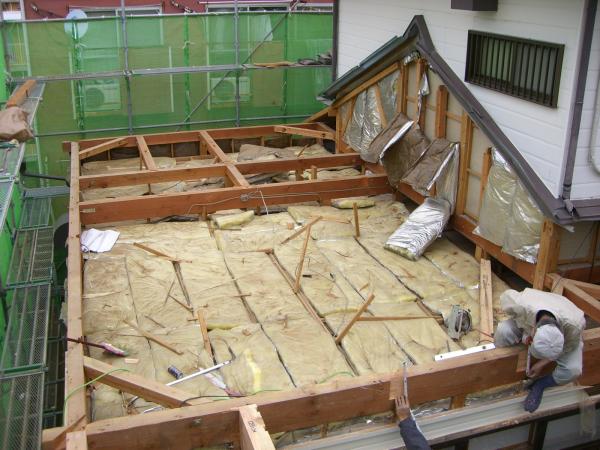 増築する部分の施工経過。