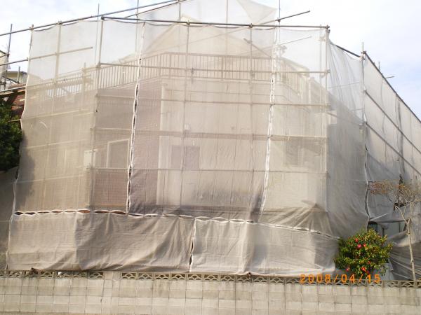 全面仮設足場・養生ネット貼り